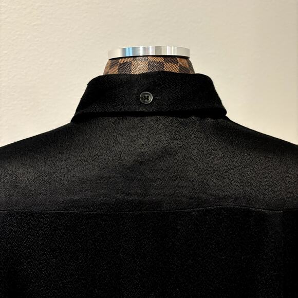 Rag & Bone Shirt Dress Black Sz 8 Midi Roll-Tab Sleeves Layered Tunic Minimalist - Picture 7 of 9